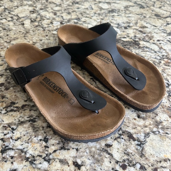 Birkenstock Black and Tan Thong Sandals - Picture 1 of 7